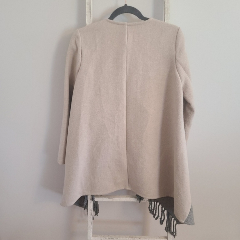 BB Dakota cardigan coat womens small wool blend colorblock fringe - Picture 5 of 5